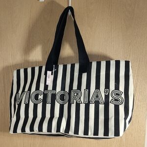 Victoria K Monochrome Striped Tote